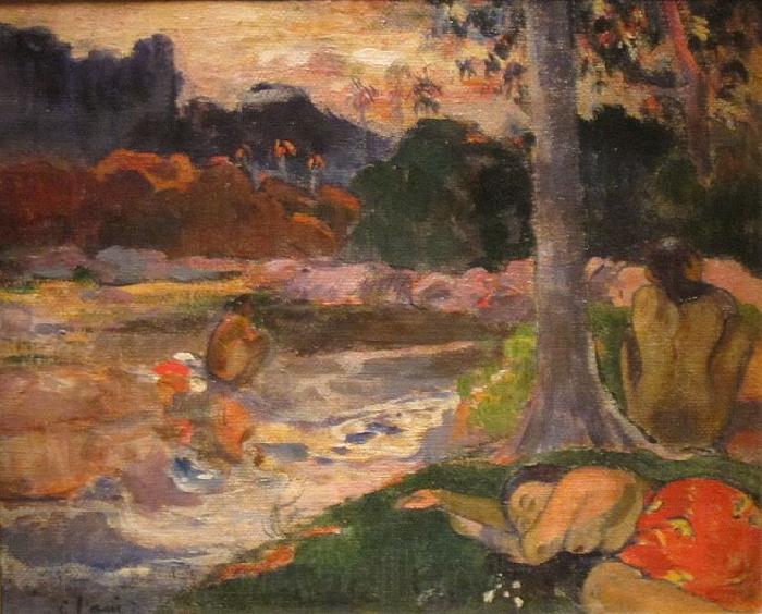 Paul Gauguin Tahitians on the Riverbank Spain oil painting art